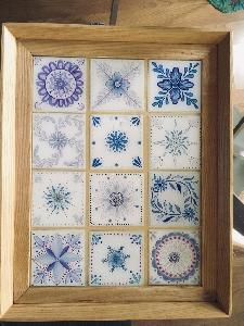 Ketubah Artists - Serving tray with faux tiles