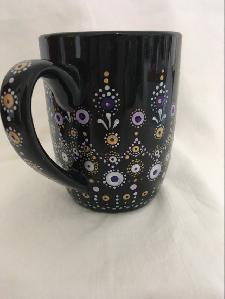 Ketubah Artists - Black mug with silver and lavender
